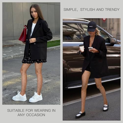 Image of Yilanmy Shiny Polka Dot Patterned Tights for Women Sheer Shimmer Pantyhose 20D High Waist Heart Stockings