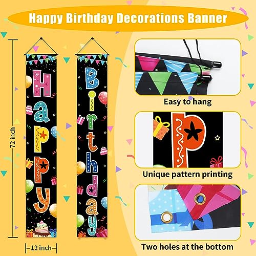 Image of Birthday Decorations Banner, Happy Birthday Door Sign for Men Women Boys Girls Ideal Birthday Decorations Party Supplies Outdoor Indoor 72 x 12 Inch