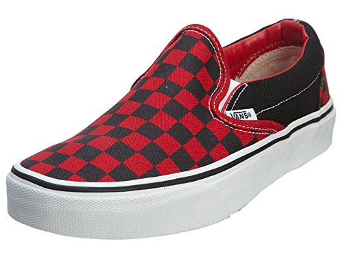 red check vans slip on