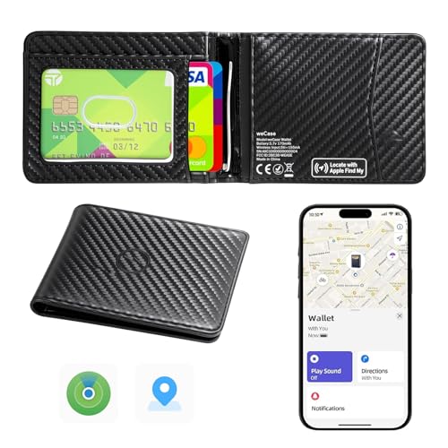 Smart Wallet for Men Bulit-in Tracker Tag Works with Apple Find My(iOS Only) RFID Blocking Rechargeable Wirelessly Wallet Tracker Mens Wallets with GPS Tracker