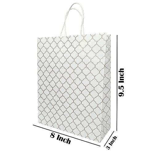 Image of Aakriti Craft Paper Bags, Carry Bag For Wedding Party Craft Retail Packaging, Recycled Twist Handles Colorful White Small Gift Bags Shopping Bags (30 PCS)