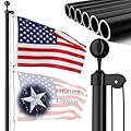 FFILY 11 Gauge Heavy Duty Flag Pole - 25 FT Extra Thick Aluminum Flagpole Kit for Outside House In Ground - 120MPH Wind Tested