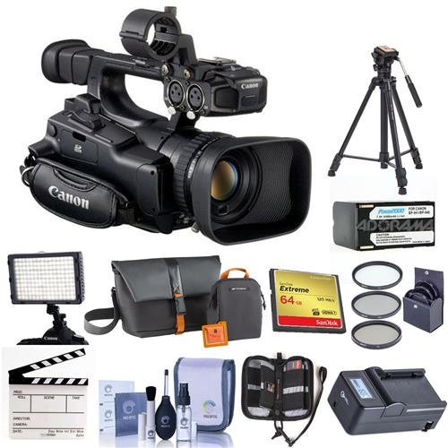 Canon XF-100 High Definition Professional Camcorder, Bundle with Video Bag. 64GB Compact Flash Card, Tripod, 58mm Filter Kit, Spare Battery, Video Light, Cleaning Kit, Memory Wallet, and More