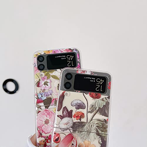 Coque pour Samsung Z Flip 4 fleur painted pliante transparente - 4