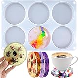 ZQYSING Extra Deep Resin Coaster Molds, Large 6 Cavity Round Coaster Silicone Molds for Epoxy Resin Casting DIY 4 Inches Thick Coasters Bases Paperweight Cups Mats Craft Display