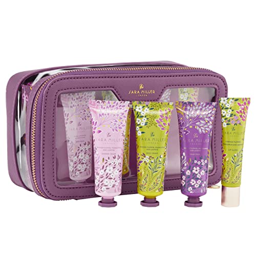 Sara Miller London Hand Cream, Body Wash and Cream x3 30ml, Lip Gloss 15ml, Passion Flower and Frangipani Scented
