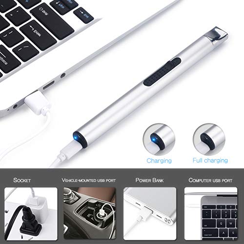 Leejie Lighter Candle Lighter Electric Lighter Rechargeable Usb Lighter Flameless Grill Lighter For Candles Bbqs Fireplaces Camping Cooking (White) #TOP5