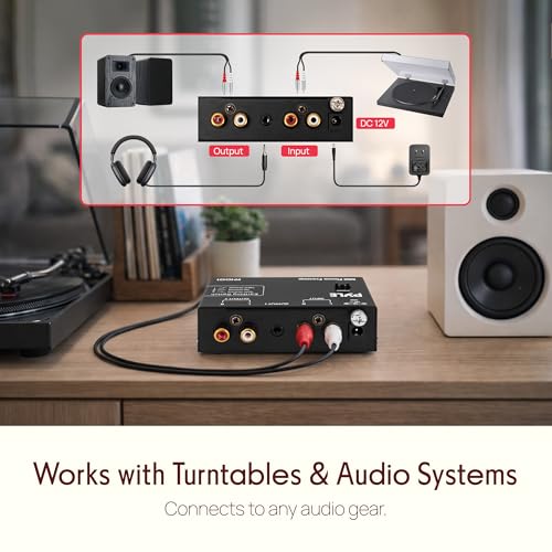 Pyle Phono Preamp for Turntable, Hi-Fi Compact Stereo Preamplifier with RIAA EQ, RCA & 3.5mm Output, Makes Vinyl Sound Better, Low Noise, MM Magnetic Cartridge Compatible for Improved Listening - Thumbnail 3