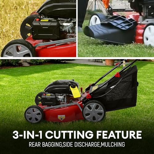 Rodiuiu Gas Lawn Mower - 3-in-1 Cutting Feature