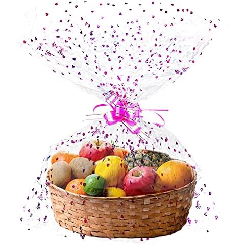 20pcs Clear Cellophane Gift Bags with Ribbons Cover
