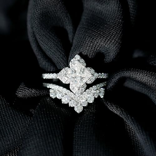 Certified Moissanite Engagement Ring With Band in Silver, D-Vs1 Quality, Moissanite Bridal Ring Set - Ready To Gift3