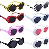 SIQUK 8 Pairs Clout Goggles Retro Oval Mod Thick Frame Sunglasses for Girls Boys