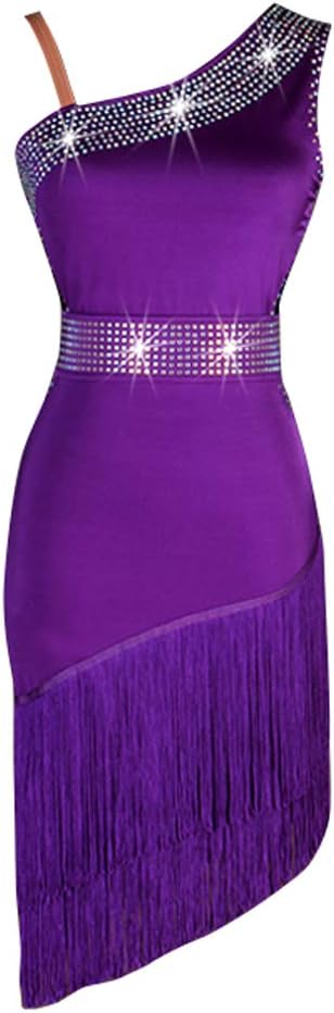 SizeM/L Latin Dance Dresses Women's Performance Spandex Tassel Crystals Rhinestones Sleeveless Dress