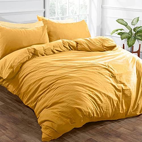 Brentfords Washed Linen Duvet Cover with Pillow Case Soft Brushed Microfiber Non-Iron Bedding Set, Blush Pink - Super King