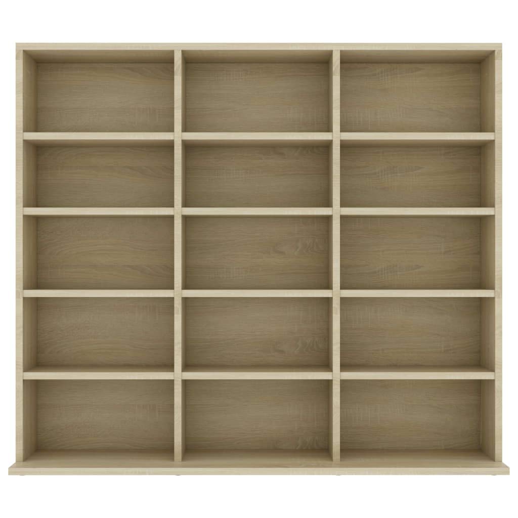 Szafka CD dębowa Sonoma 102 x 23 x 89,5 cm, wielowarstwowa drewniana szafka modułowa, mobilny regał na płyty CD, klasyczne regulowane przegródki, drewno