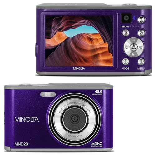 Minolta Cámara Digital 48MP Morada 4K Video LCD 2.8" miniatura 1