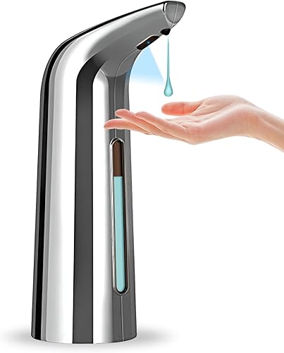 Dispensador de jabón automático sin contacto, funciona con pilas, dispensador de jabón líquido de manos de 14 onzas  13.5 fl oz con sensor de