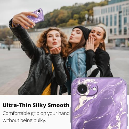 Coque silicone iPhone 16e effet marbre violet texture soft-touch premium - 2