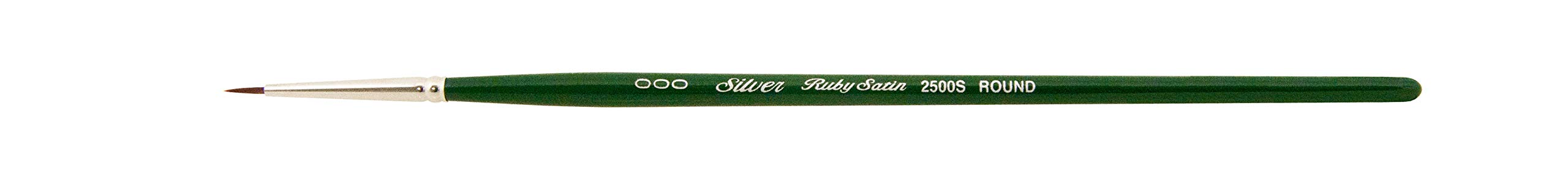 Silver Brush Limited Hunter Green Silver Brush Ruby Satin Round Short Handle Series 2500S Size 3/0, Stiff Synthetic Filaments, 18X1x1 Cm