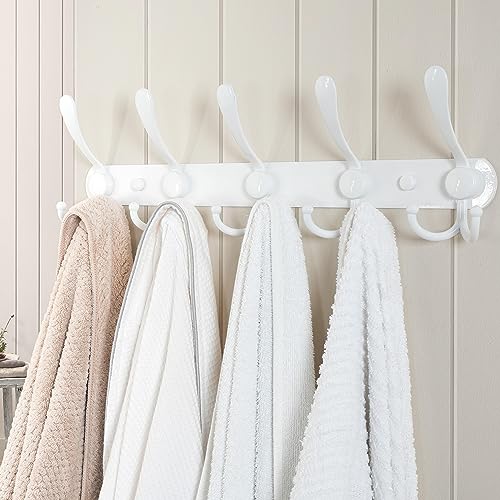 Dseap-Wall-Mounted-Coat-Rack-5-Tri-Hooks-Heavy-Duty-Stainless-Steel-Metal-Coat-Hook-Rail-for-Coat-Hat-Towel-Purse-Robes-Mudroom-Bathroom-Entryway-White-2-Packs