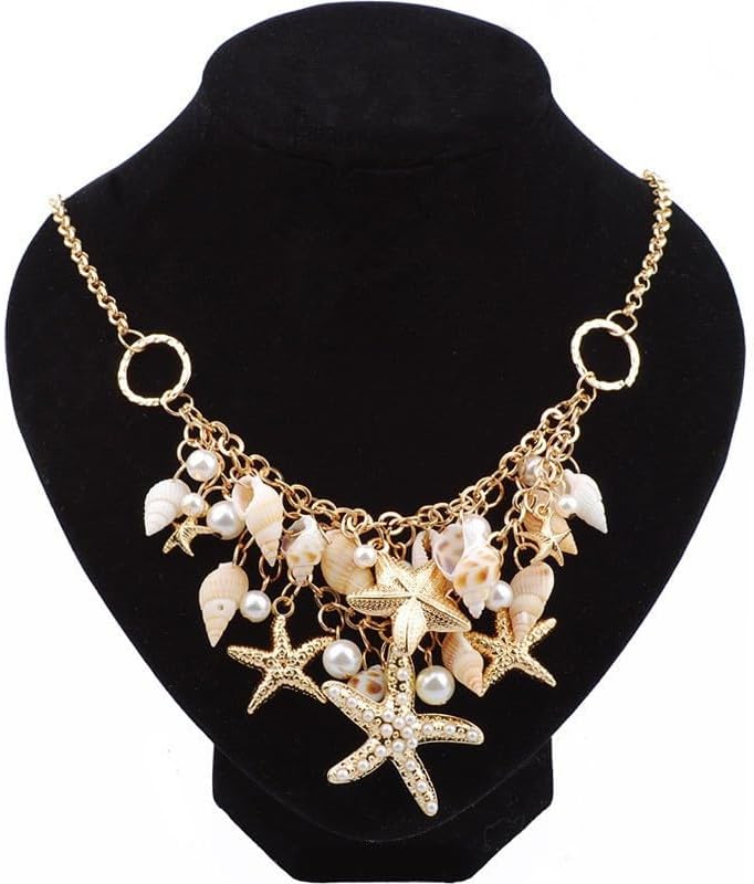 Shell Starfish Necklace Bracelet Conch Statement Chunky Necklace Mermaid Costume Jewelry Beach Jewelry for Women - Image 3