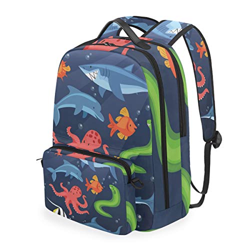 Delfín Tiburón Pulpo Mar Mochila Escolar Impermeable Mochilas Escolares Bolso con Mensajero