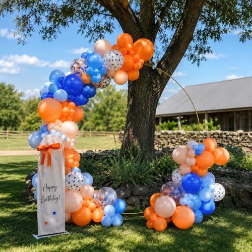 Image of Blue and Orange Balloons, Dog Paw Print Balloons 12 inch Light Blue Balloon Macaron Orange Confetti Balloon for Puppy Paw Boys Kid Theme Birthday Baby Shower Party Decorations