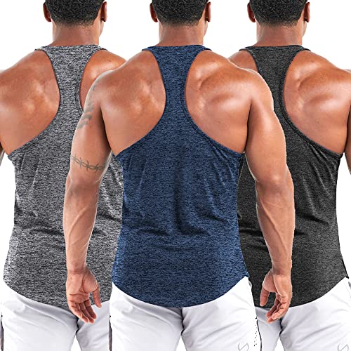 Agilelin Débardeur Homme Musculation Sport,Chemises de Gym D'entraînement,Vêtements à Séchage Rapide(Noir/Gris/Bleu/XL) – vue 2