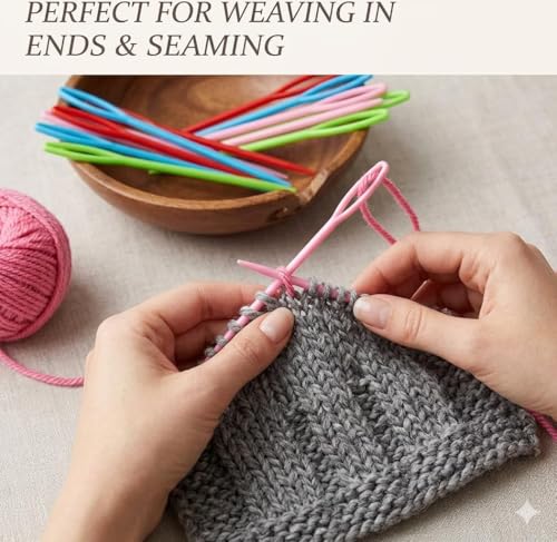 Image of ARTISTERY Plastic Locking Knitting Crochet Stitch Markers (20 Pcs, Multicolor) + Colorful Large Eye Plastic Sewing Yarn Needles (10 Pcs, Multicolor) for Crochet & Weaving