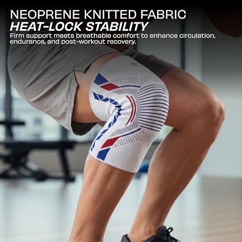 Image of NIVIA Knitted Knee Support with Silicon for Men & Women, Neoprene Compression Sleeve, Anti-Slip Grip, Heat Retention & Stability for Gym, Training, and Injury Recovery (White, Small)