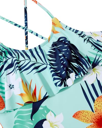 Image of Century Star Girls Flounce Tankini 2 Piece Bathing Suit | Cute swimwear set with a stylish flounce top,Comfortable fit, perfect for girls' summer beach vacations