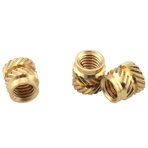 Miniatura 4 de 30 tuercas moleteadas de latón roscado, inserto de fusión en caliente, tuerca moleteada M4 x 0.236 in x 0.236 in tuerca de incrustación de calor