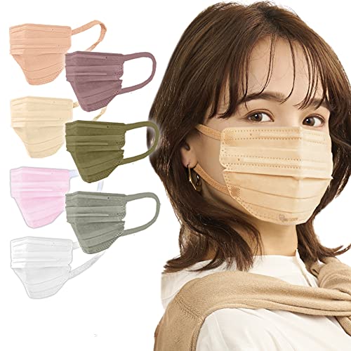 マスク 不織布 プリーツマスク 7枚入 小さめ 不織布マスク 小顔 美フィットマスク 血色マスク チークマスク カラーマスク 個別包装 使い捨て おしゃれ 耳が痛くならない PK-B7SSB シルクベージュ