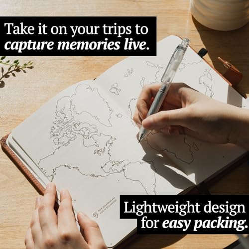 Image of Travel Journal with Prompts (Hardcover) 2nd Edition - Vegan Leather Adventure Essential - 2-Page-A-Day Travel Journal (40 Days) for Women Men Nonbinary - A5 Daily Diary & Traveler Notebook - Gift - Present