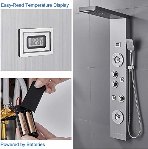 Shower panel tower system LED rainfall waterfall bathtub jet massage body miniatura 4