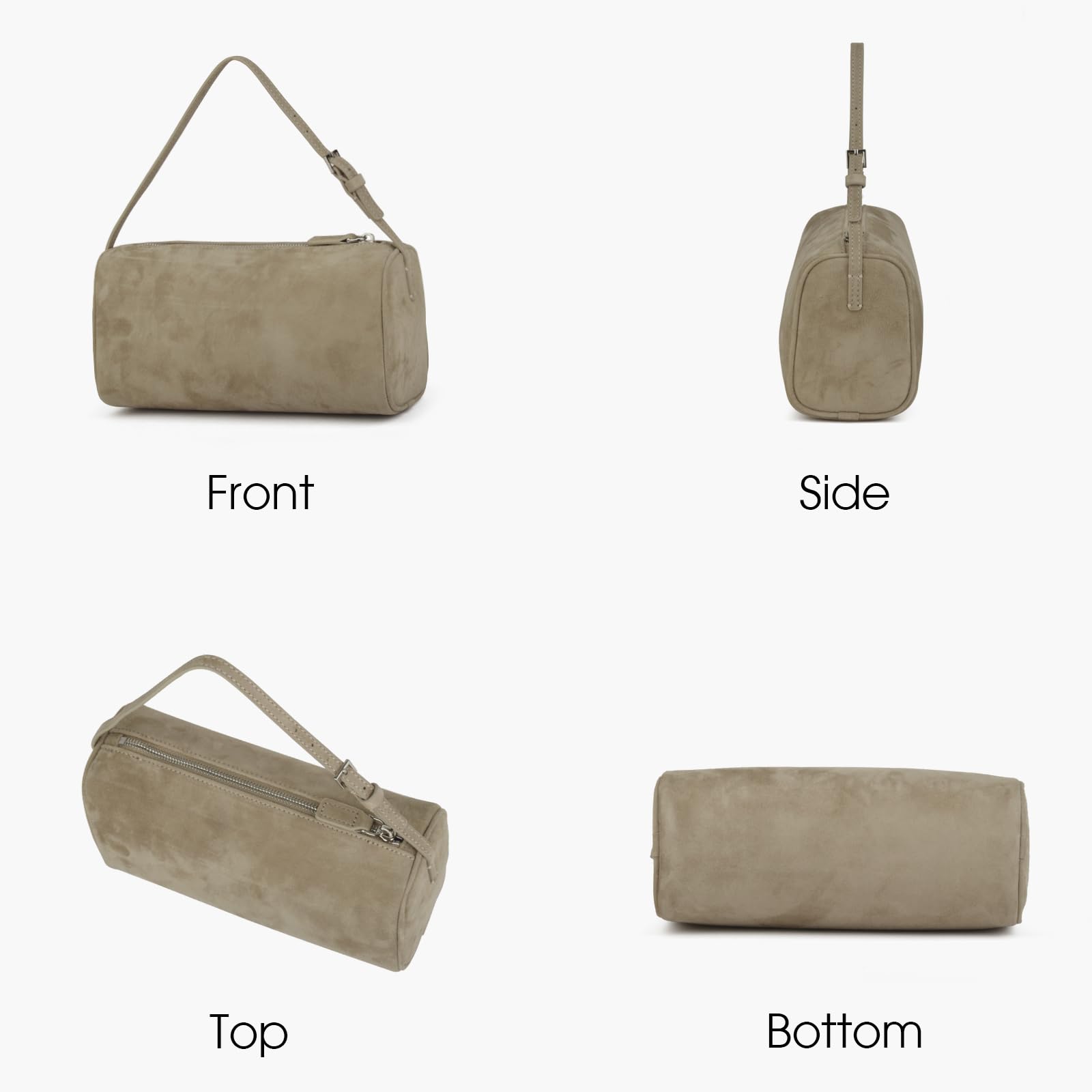 DONNAIN Borsa a mano da donna in vera pelle scamosciata di alta qualità, piccola borsa a tracolla in pelle, elegante pelle scamosciata con cinturino regolabile