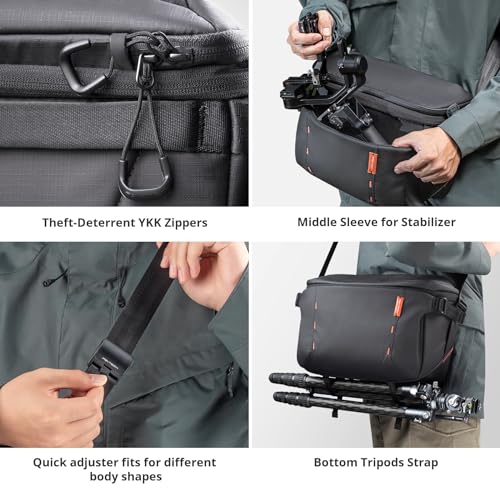 Image of PGYTECH OneMo Sling Camera Bag 7L-9L,Black Crossbody Camera Shoulder Bag | Waterproof Camera Case for Photographers Travel, DSLR Camera Bag for Sony /Canon /Nikon /DJI Mavic /Mirrorless /Tripod /Laptop