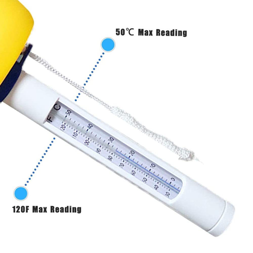 Termometro galleggiante per piscina, ampio display con stringa, facile da leggere, resistente agli urti con stringa per piscine all'aperto e al coperto e spa, 3 pezzi