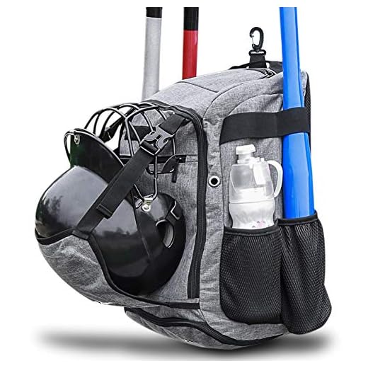 ZOEA Baseball Bat Bag Backpack, T-Ball & Softball Equipment & Gear for Youth and Adults | Large Capacity Holds 4 Bats, Helmet, Glove, Shoes | Shoe Compartment & Fence Hook & Helmet Holder Gray