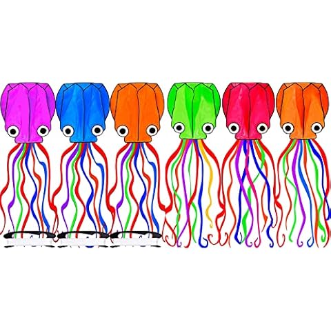 6 Pack Kites for Kids, Easy to Fly Octopus Kite with Long Tail Easy Flyer Kites Beach Kites People Adults Toys Games Gift Flying Kites for Children Cover