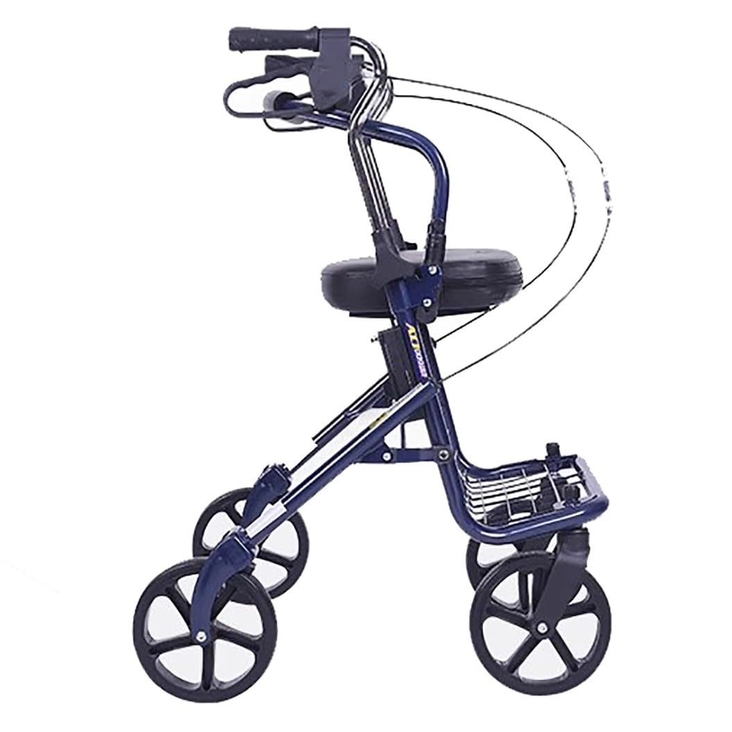 Rollator pieghevole,deambulatore da esterno,Deambulatore per anziani,Girello anziani,Altezza regolabile,per terreni e attività all'aperto Navy blue