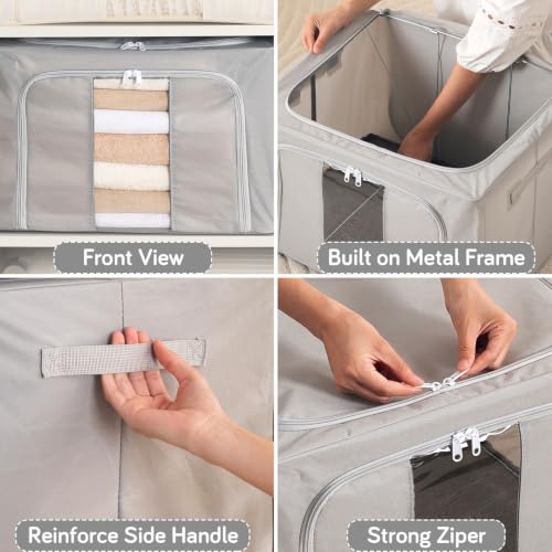 Image of HOKIPO 66L Wardrobe Organiser for Storage for Clothes, Large Foldable Storage Box, Light Grey Pack of 1 (AR-6670-LGRY)