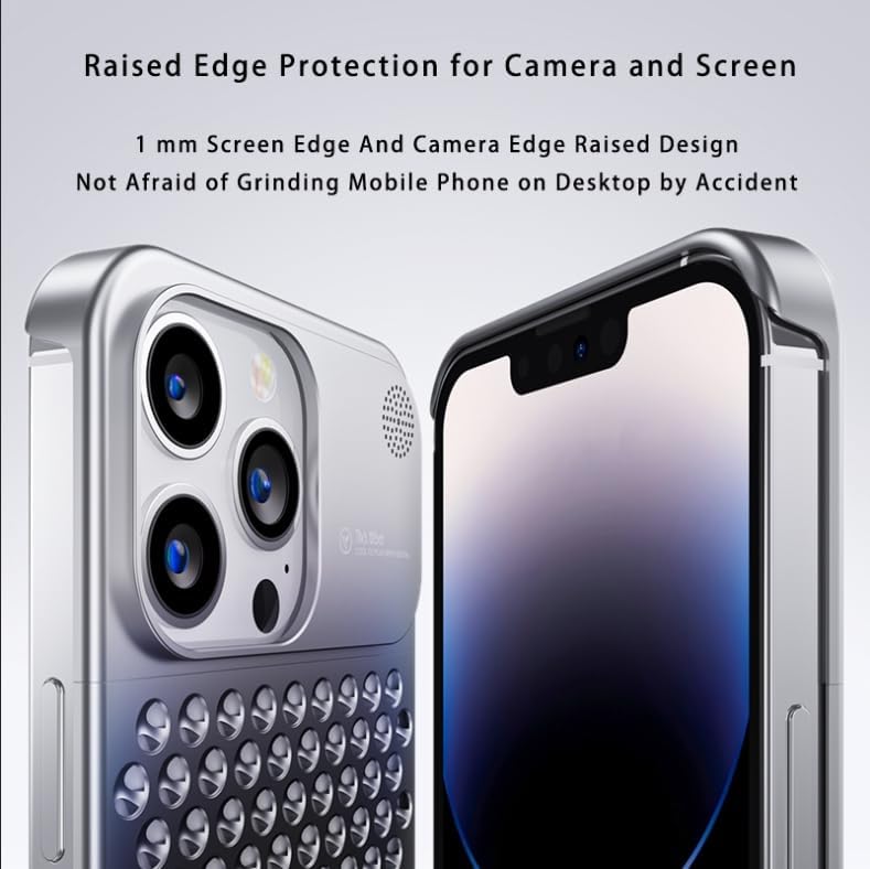 Miniatura 4 de GEJRB Funda de aleación de aluminio para iPhone 15 Pro Max de 6.7 pulgadas, carcasa de aleación de metal de disipación de calor, antiarañazos,