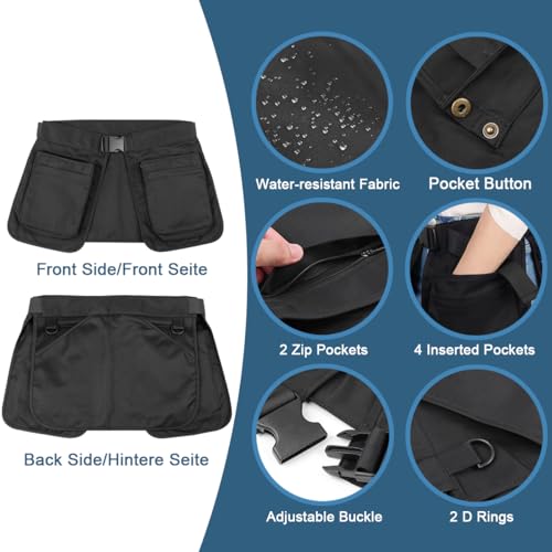 MUCHER Trainingsschürze Hundesport Kellnertasche Arbeitstasche Hippie-Gürteltasche Multifunktions-Hüfttasche aus Stoff Schweißfest Seitliche Gürteltasche für Damen Herren Wandern Trekking (Schwarz)