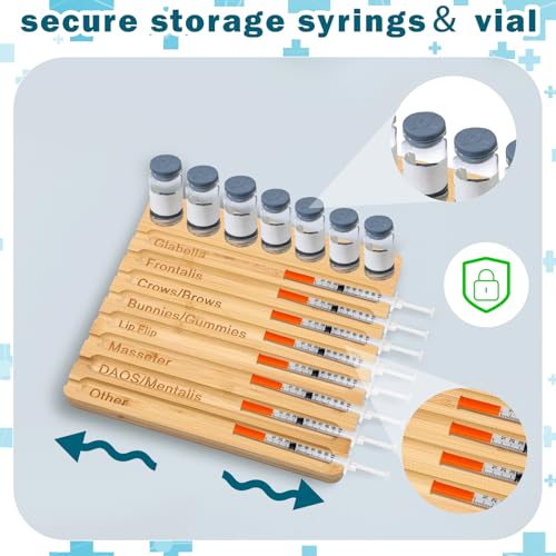 Image of Geelin 1 Pcs Aesthetic Practitioner Syringe Tray with 8 Slots Label Bamboo Vial Holder Syringe Preparation Tray, 2-in-1 Combination Medical Supply Storage for Aestheticians, Nurses (Retro,Burlywood)