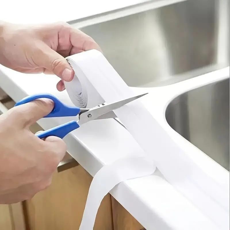 Waterproof Self-Adhesive Caulking Tape, 3 Rolls White Caulking Sealant Tape with 2 Plastic Shovels, 1.5in x 10.5ft per Roll, for Kitchen Countertop Bathroom Bathtub Toilet Base Floor & Wall Protection — 사진 7