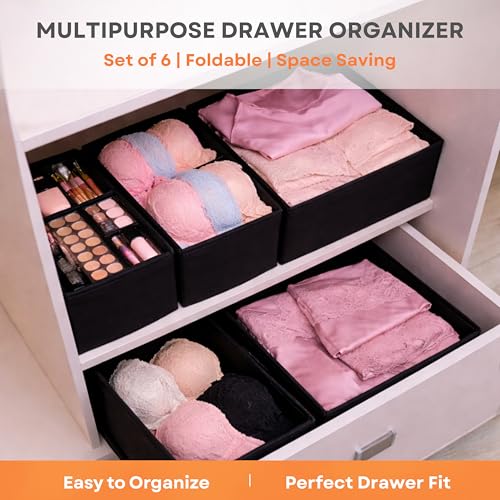 Image of Sopent 6 Pcs Foldable Wardrobe Organizer for Clothes (Black)