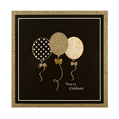 Hallmark Carte d'anniversaire, motif ballons, « Time to Celebrate », noir, doré