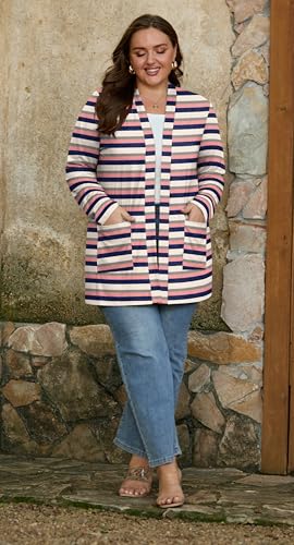 Image of OLRIK Plus Size Cardigan for Women 2026 Lightweight Open Front with Pockets