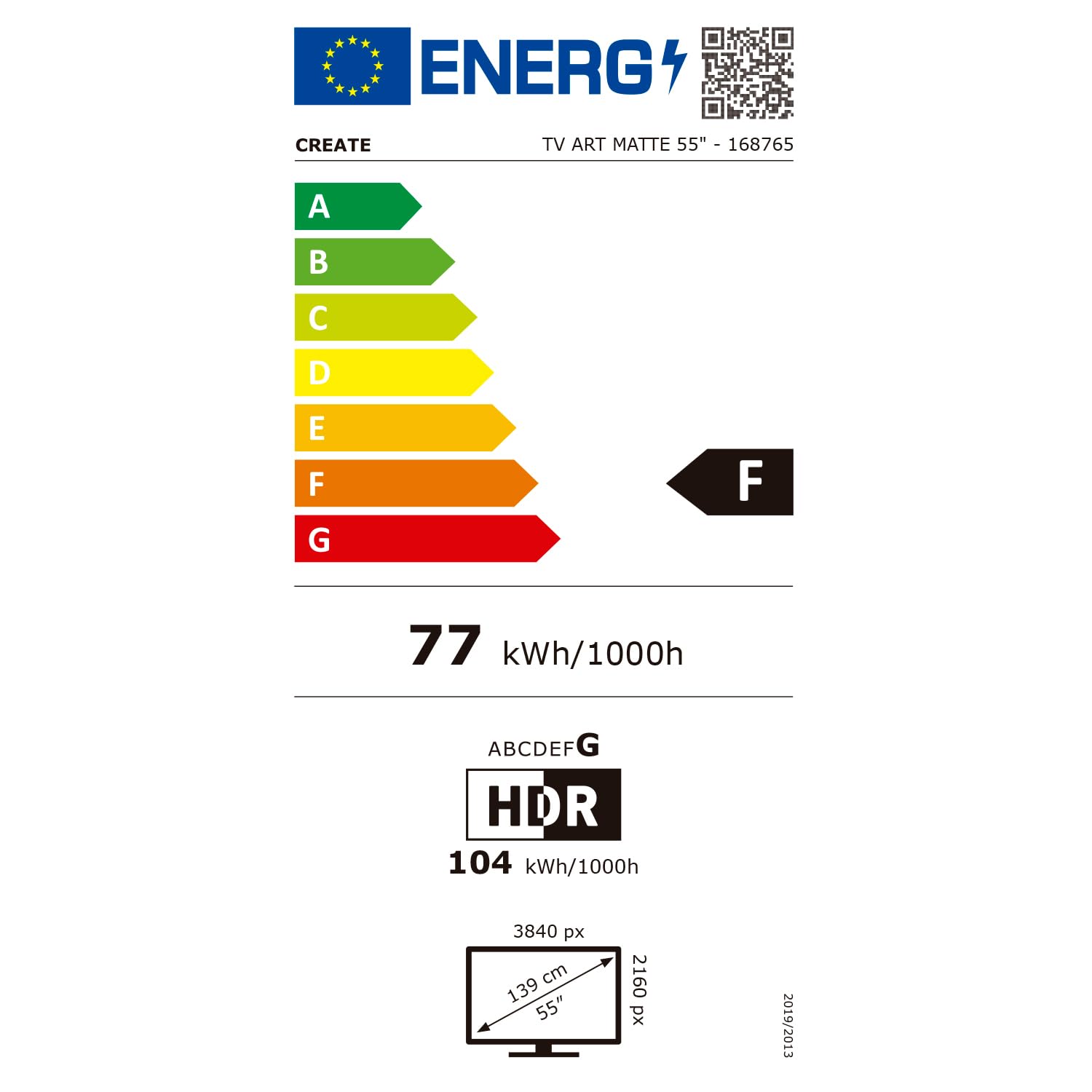 CREATE / TV Art Matte/Fernsehen Smart QLED 4K 55“ Naturholz/Blendfreier Bildschirm und Kunstgalerie, Sprachsteuerung, Lichtsensor, Low Blue Light, HDMI TM